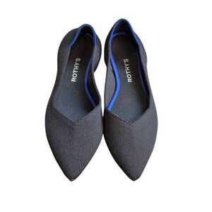 Rothy’s The Point II Flat In Black Women Sz 8.5 Ballet Pointed Toe Slip On S6